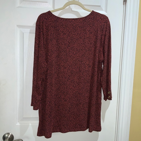Liz Claiborne rust red animal print top Sz XXL button shoulder cuff detail - Picture 6 of 7